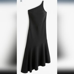 Abercrombie & Fitch Black One Shoulder Asymmetrical Dress M